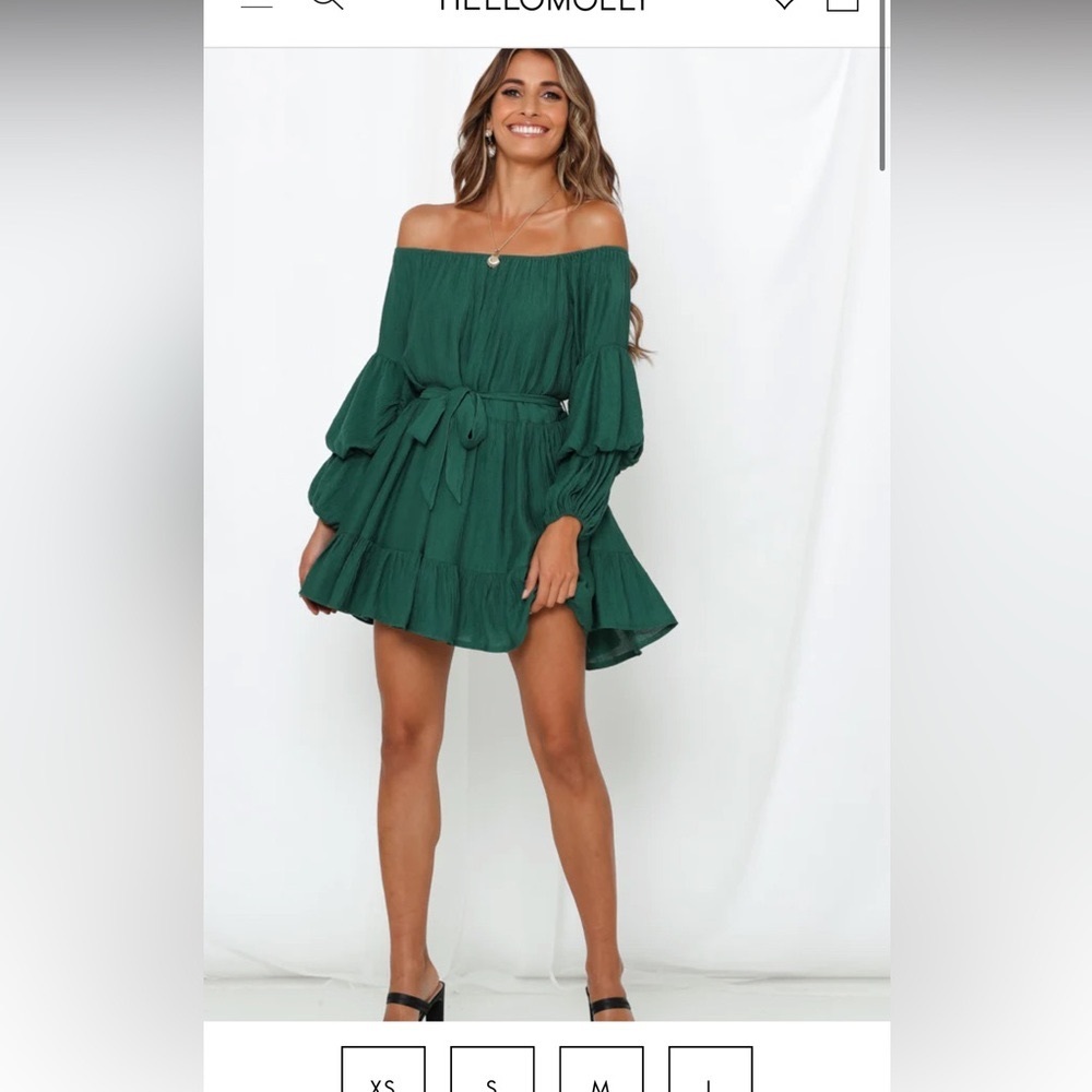 COPY - NWT Hello Molly long sleeve off the shoulder mini dress💚